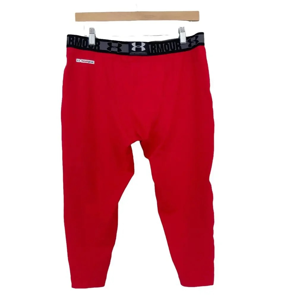 Under Armour Heat Gear Red Compression Leggings Sz XL